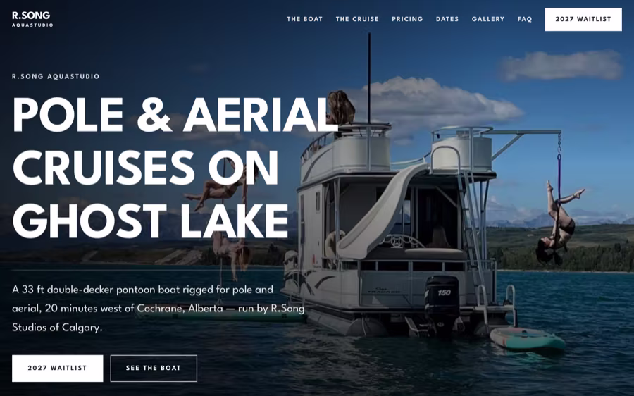 Pole and aerial lake cruises on a double-decker pontoon boat at Ghost Lake